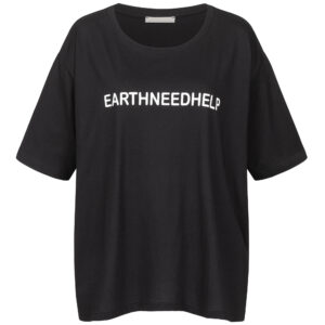 boxy big oversized t- shirt in schwarz mit weissem aufdruck earthneedhelp